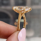 Marquise Cut Tulip Set Moissanite Engagement Ring Solid Gold Solitaire Ring Wedding Rings For Women Anniversary Ring Promise Ring