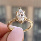 Marquise Lab Grown Cut Art Deco Engagement Ring Hidden Halo Gold Wedding Ring Anniversary Rings For Women Nature Inspired Ring