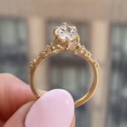 Marquise Lab Grown Cut Art Deco Engagement Ring Hidden Halo Gold Wedding Ring Anniversary Rings For Women Nature Inspired Ring