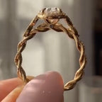 Oval Cut Lab Grown Diamond Ring Halo Set Twisted Band Ring