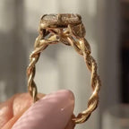 Oval Cut Moissanite Diamond Ring Halo Set Twisted Band Ring