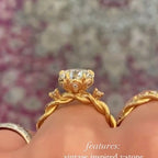 Pear Cut Moissanite Diamond Ring Three Stone Tulip Set Twisted Band Ring