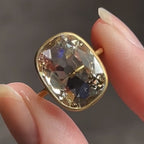 Old Mine Brown Elongated Cushion Engagement Ring Bezel Set Lab Grown Vintage Ring Wedding Ring Anniversary Ring