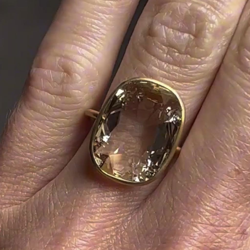 Old Mine Brown Elongated Cushion Engagement Ring Bezel Set Lab Grown Vintage Ring Wedding Ring Anniversary Ring