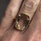 Old Mine Brown Elongated Cushion Engagement Ring Bezel Set Lab Grown Vintage Ring Wedding Ring Anniversary Ring