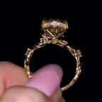 Oval Cut Vintage lab Grown Ring Twisted Band Oval Engagement Ring Hidden Halo Ring Gold Nature Inspired Ring Wedding Ring For Her