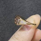 Brown Elongated Cushion Cut Old Mine Lab Grown Ring East West Bezel Set Cushion Engagement Ring Gold Wedding Ring Promise Ring