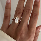 Half Bezel Set Marquise Cut Engagement Ring Bypass Lab Grown Ring Solid Gold Wedding Ring Anniversary Rings For Women Promise Ring