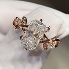 Art Deco Radiant Lab Grown Engagement Ring Vintage Gold Wedding Ring Floral Set Anniversary Rings For Women Nature Inspired Ring