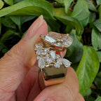 4.00 CT Open Gap Pear Cut Lab Grown Engagement Ring Solid Gold Wedding Ring Antique Cocktail Ring Unique Ring Anniversary Rings For Women