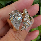 4.00 CT Open Gap Pear Cut Lab Grown Engagement Ring Solid Gold Wedding Ring Antique Cocktail Ring Unique Ring Anniversary Rings For Women