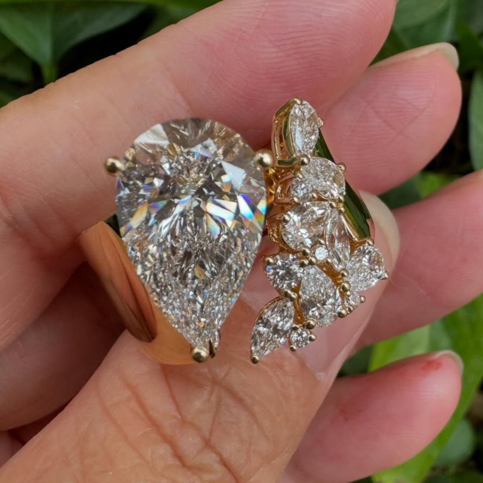 4.00 CT Open Gap Pear Cut Lab Grown Engagement Ring Solid Gold Wedding Ring Antique Cocktail Ring Unique Ring Anniversary Rings For Women