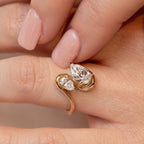 2.50 TCW Toi Et Moi Pear Cut Lab Grown Ring Pear Curve Band Engagement Ring Gold You And Me Ring Two Stone Wedding Ring Anniversary Ring