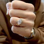 East West Marquise Cut Lab Grown Engagement Ring Solid Gold Solitaire Ring Wedding Ring Anniversary Rings For Women Promise Ring