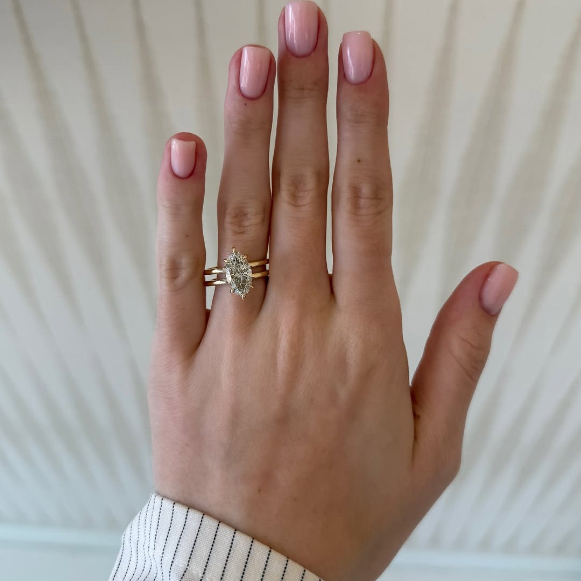 Double Band Marquise Cut Lab Grown Engagement Ring Hidden Halo Solid Gold Wedding Ring Solitaire Ring Anniversary Rings For Women