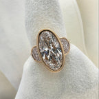 Bezel Set Elongated Oval Cut Engagement Ring Three Stone  Oval Lab Grown Ring  Past Present Future Ring Wedding Rings For Her