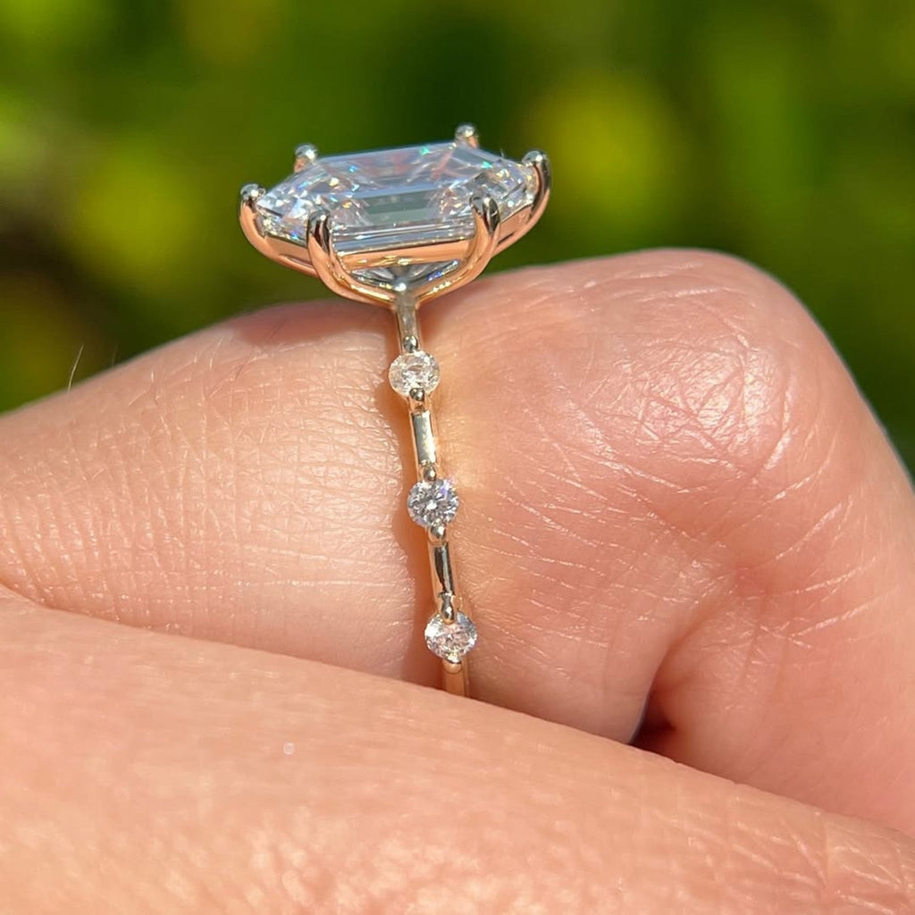 Hexagon Lab Grown Engagement Ring Distance Pave Ring Wedding Ring Anniversary Ring For Women Antique Diamond Ring