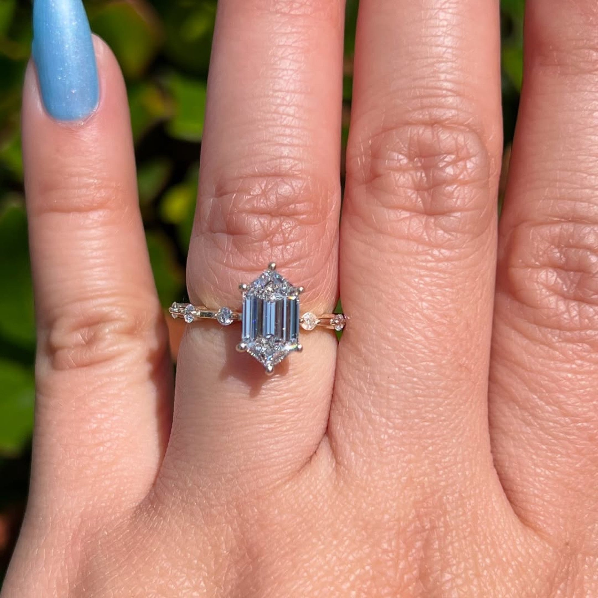 Hexagon Lab Grown Engagement Ring Distance Pave Ring Wedding Ring Anniversary Ring For Women Antique Diamond Ring