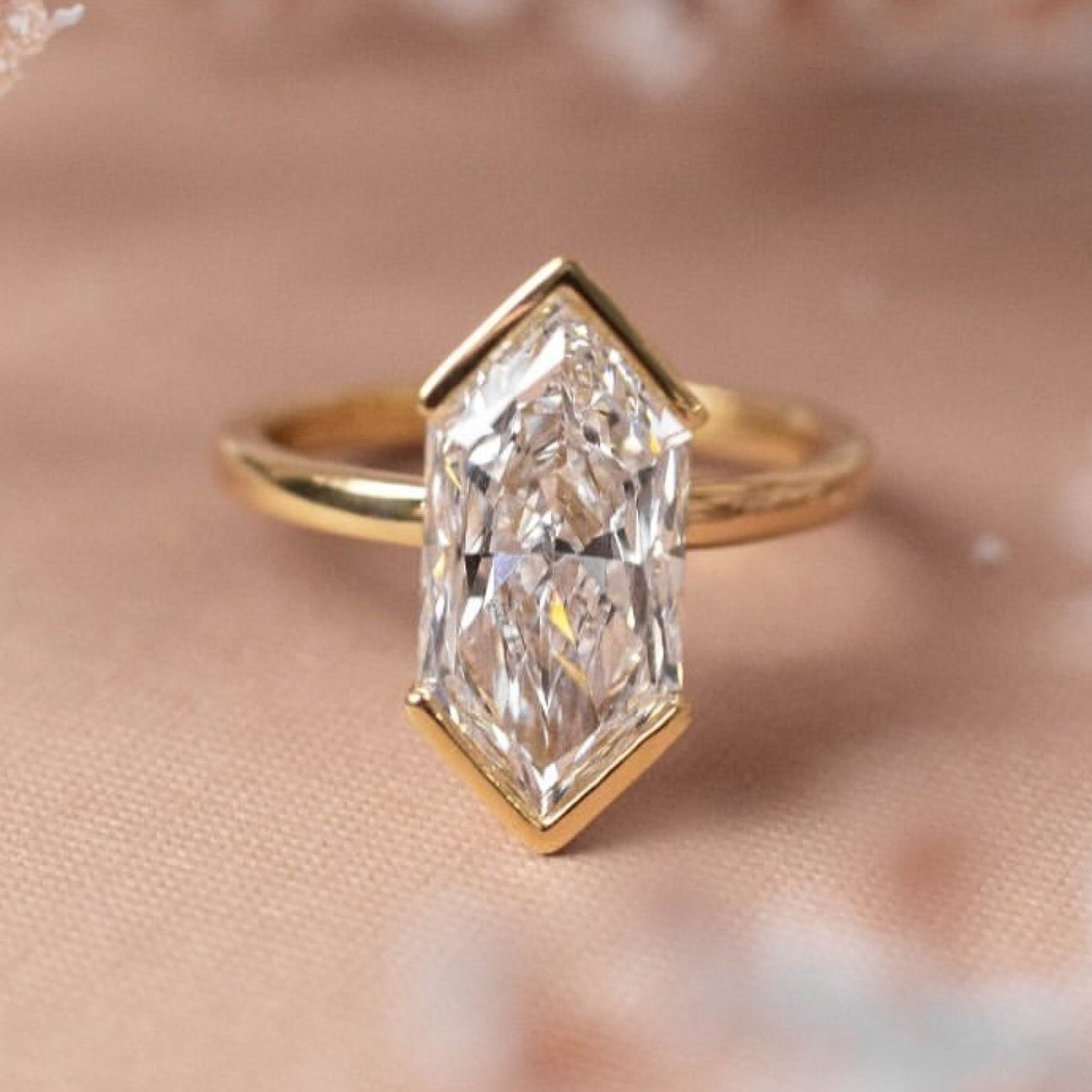 Half Bezel Set  Dutch Marquise Cut Lab Grown Engagement Ring Solitaire Ring Wedding Rings For Women Anniversary Ring