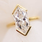 Half Bezel Set  Dutch Marquise Cut Moissanite Engagement Ring Solitaire Ring Wedding Rings For Women Anniversary Ring