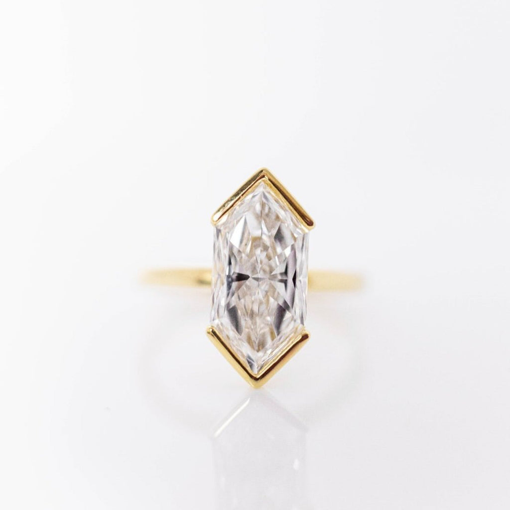 Half Bezel Set  Dutch Marquise Cut Moissanite Engagement Ring Solitaire Ring Wedding Rings For Women Anniversary Ring