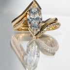 Half Bezel Set  Marquise Cut Lab Grown Engagement Ring Set  Bridal Sets Wedding Ring Set Anniversary Ring Set For Women