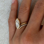 Half Bezel Set Marquise Cut Moissanite Engagement Ring Set  Bridal Sets Wedding Ring Set Anniversary Ring Set For Women