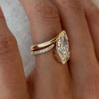 Half Bezel Set Marquise Cut Moissanite Engagement Ring Set  Bridal Sets Wedding Ring Set Anniversary Ring Set For Women