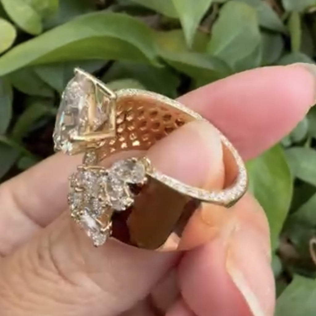 4.00 CT Open Gap Pear Cut Moissanite Engagement Ring Solid Gold Wedding Ring Antique Cocktail Ring Unique Ring Anniversary Rings For Women