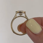 Bezel Set Elongated Cushion Cut Lab Grown Engagement Cushion Ring Solid Gold Solitaire Wedding Ring Anniversary Ring For Women