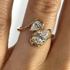 2.50 TCW Toi Et Moi Pear Cut Lab Grown Ring Pear Curve Band Engagement Ring Gold You And Me Ring Two Stone Wedding Ring Anniversary Ring