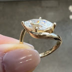 East West Marquise Cut Lab Grown Engagement Ring Solid Gold Solitaire Ring Wedding Ring Anniversary Rings For Women Promise Ring