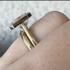 Bezel Set Emerald Cut Lab Grown Engagement Ring Set Gold Bridal Set Solitaire Ring With Matching Band Wedding Ring Set For Women