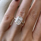 Tulip Set Radiant Cut Twisted Band Lab Grown Engagement Ring Hidden Halo Solid Gold Wedding Ring Anniversary Rings For Women