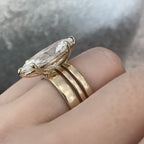 Marquise Cut Moissanite Engagement Ring Trio Band Solitaire Ring Solid Gold Wedding Ring Anniversary Ring  For Women