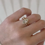 Double Band Marquise Cut Moissanite Engagement Ring Hidden Halo Solid Gold Wedding Ring Solitaire Ring Anniversary Rings For Women