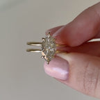 Double Band Marquise Cut Lab Grown Engagement Ring Hidden Halo Solid Gold Wedding Ring Solitaire Ring Anniversary Rings For Women