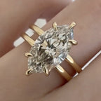 Double Band Marquise Cut Moissanite Engagement Ring Hidden Halo Solid Gold Wedding Ring Solitaire Ring Anniversary Rings For Women