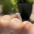 Emerald Cut Moissanite Engagement Ring Split Shank Hidden Halo Ring  Wedding Ring Anniversary Ring For Women Gift For