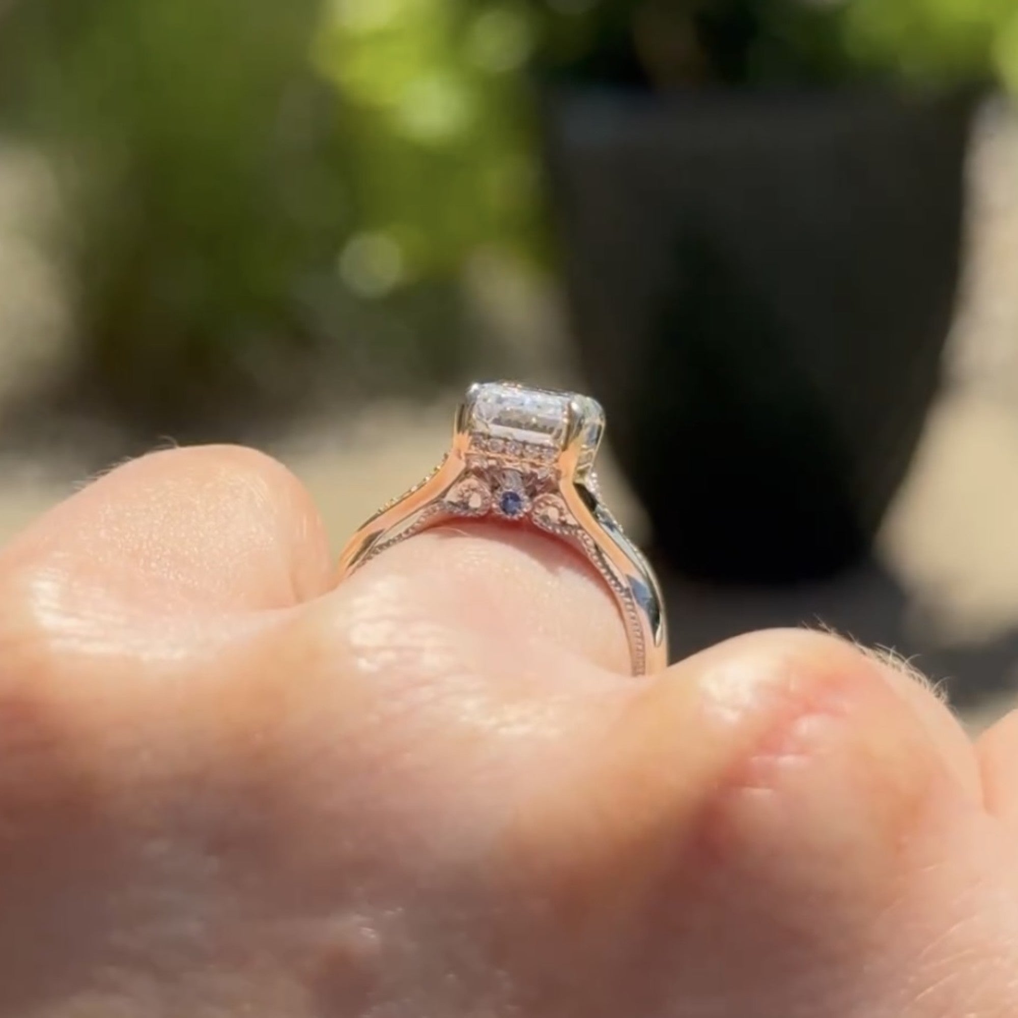 Emerald Cut Moissanite Engagement Ring Split Shank Hidden Halo Ring  Wedding Ring Anniversary Ring For Women Gift For