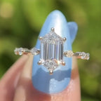 Hexagon Lab Grown Engagement Ring Distance Pave Ring Wedding Ring Anniversary Ring For Women Antique Diamond Ring