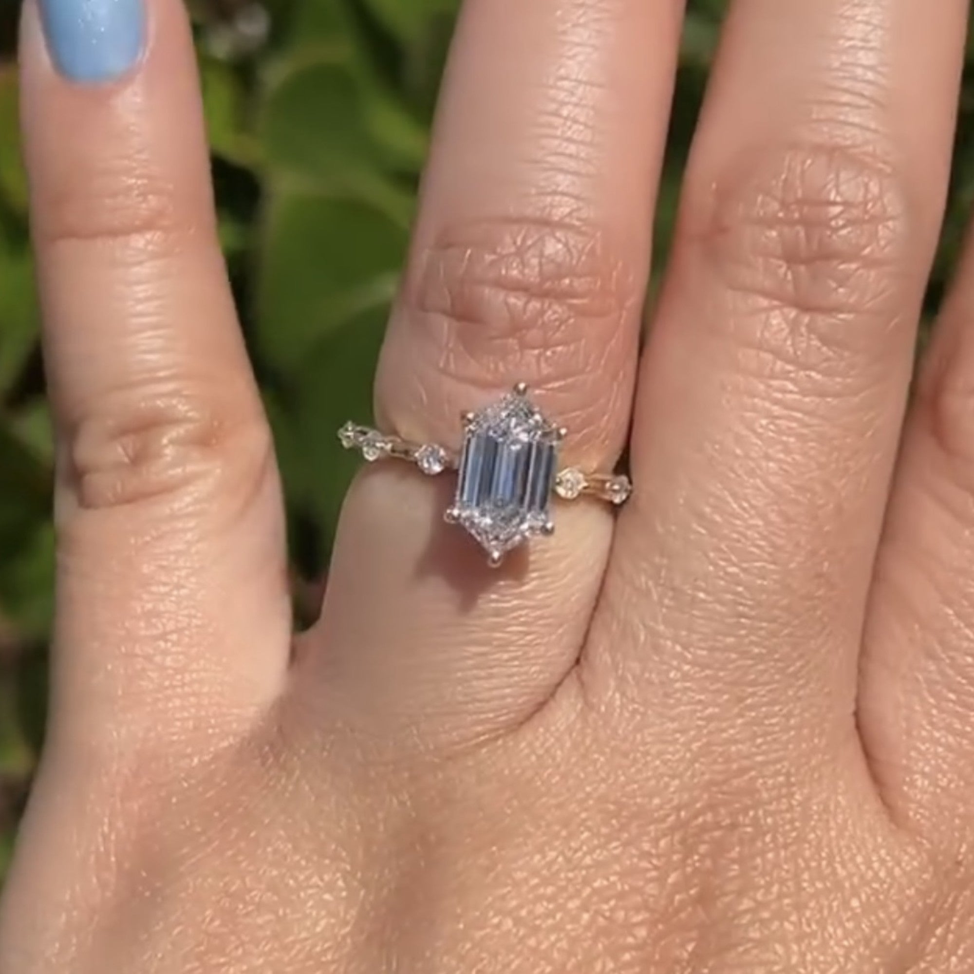 Hexagon Lab Grown Engagement Ring Distance Pave Ring Wedding Ring Anniversary Ring For Women Antique Diamond Ring