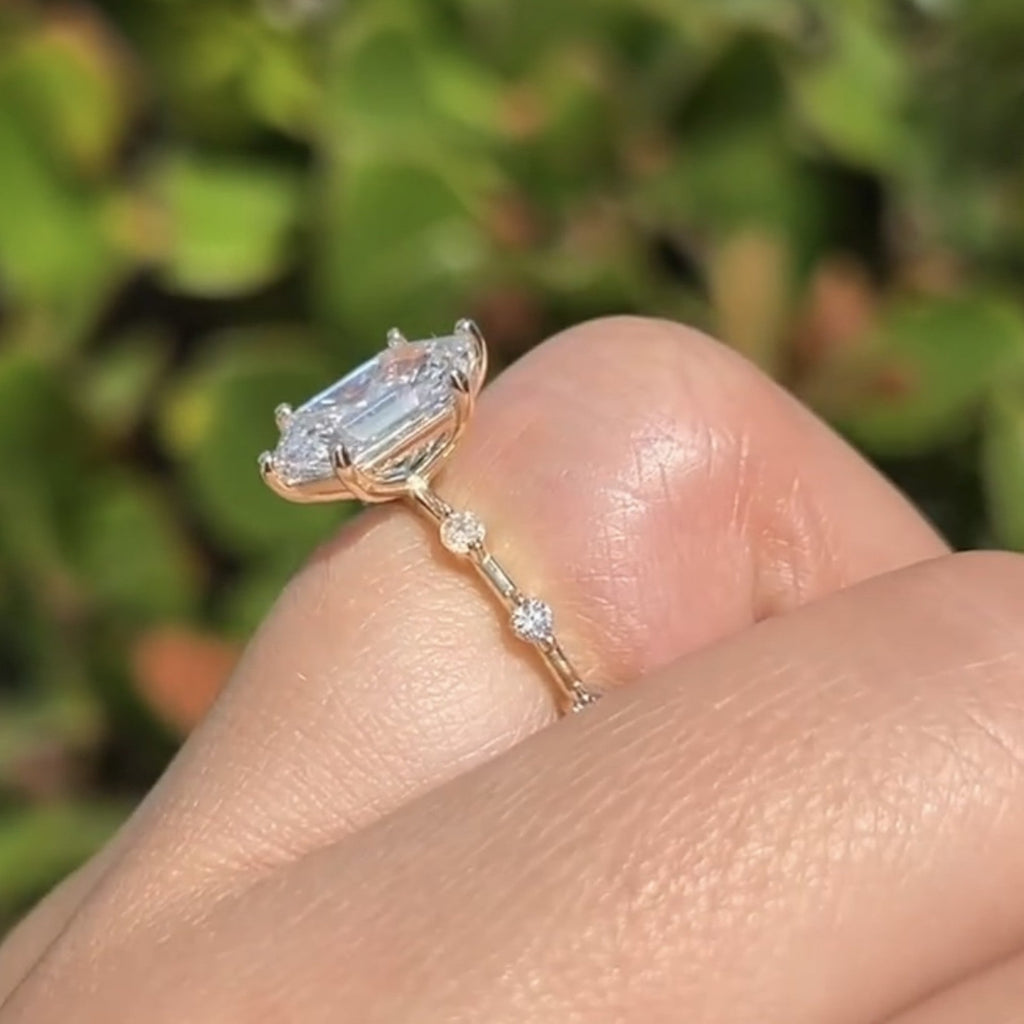 Hexagon Moissanite Engagement Ring Distance Pave Ring Wedding Ring Anniversary Ring For Women Antique Diamond Ring