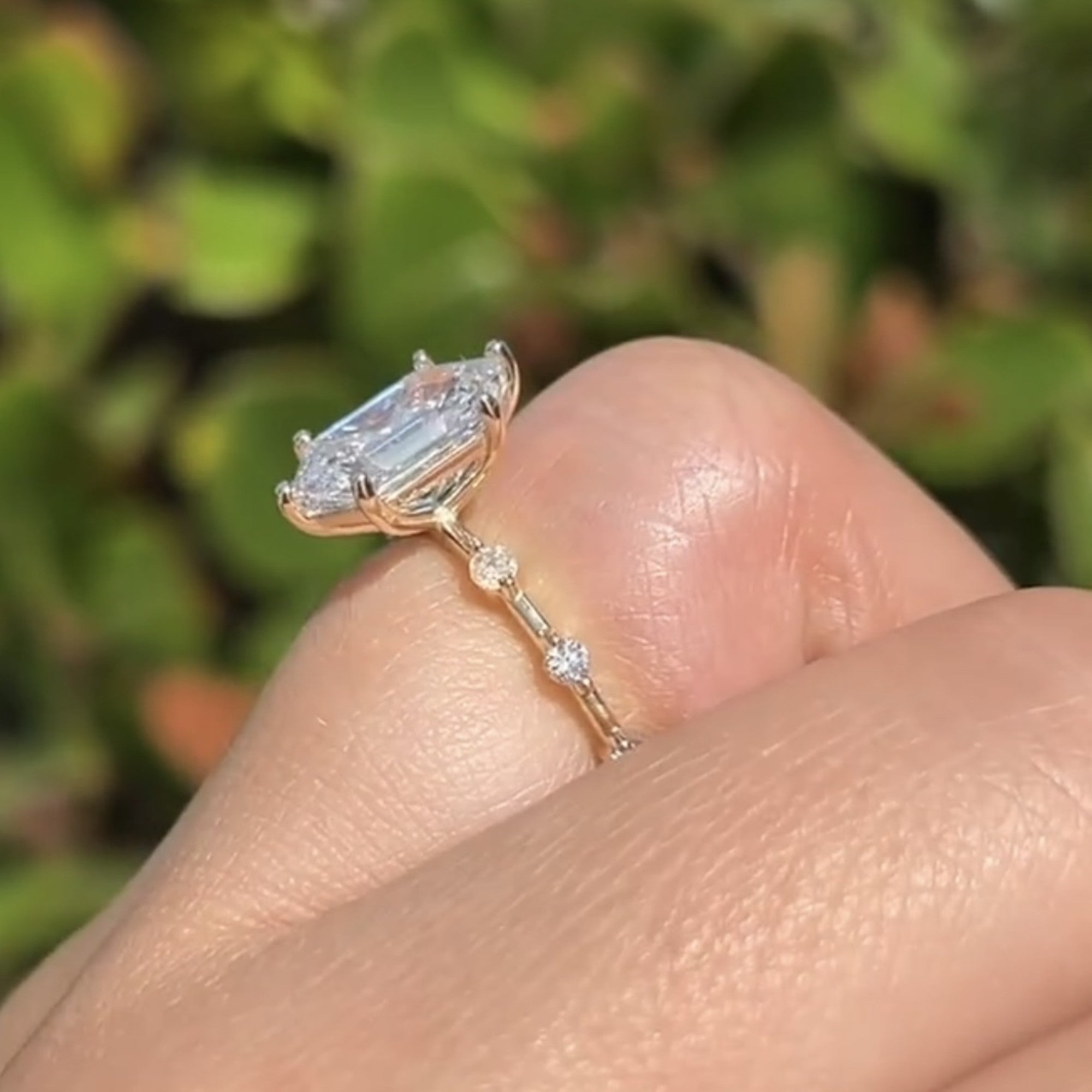 Hexagon Lab Grown Engagement Ring Distance Pave Ring Wedding Ring Anniversary Ring For Women Antique Diamond Ring