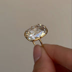 Old Mine Elongated Cushion Lab Grown Diamond Ring Vintage Style Engagement Ring Solid Gold Solitaire Ring
