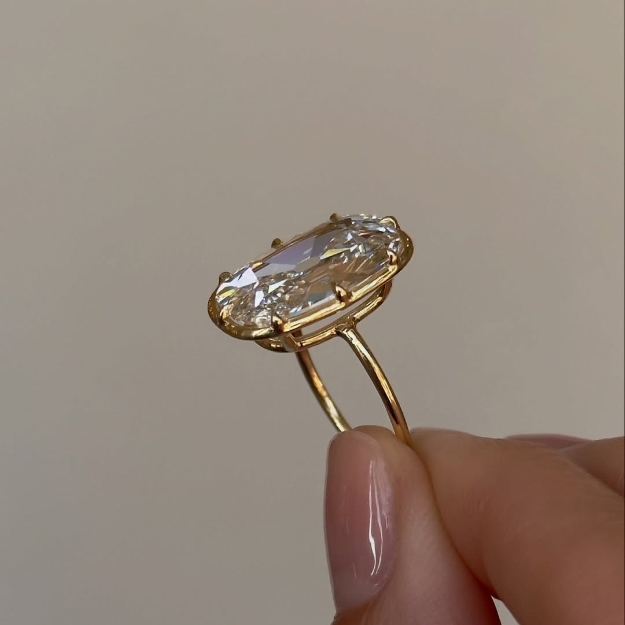 Old Mine Elongated Cushion Lab Grown Diamond Ring Vintage Style Engagement Ring Solid Gold Solitaire Ring