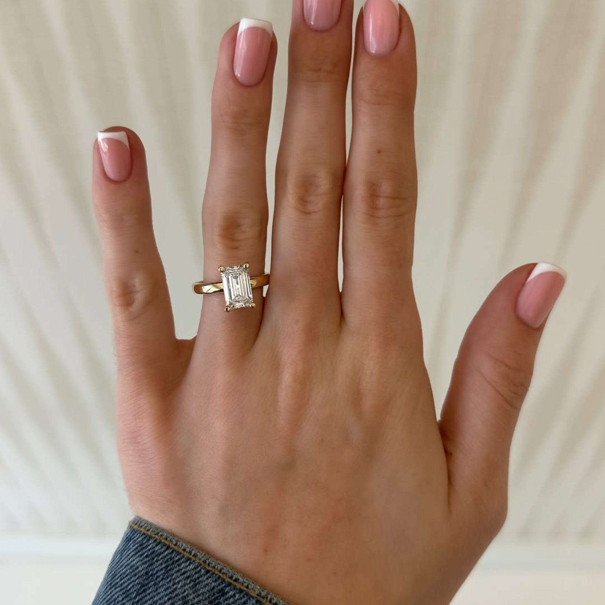Emerald Cut Moissanite Engagement Ring Hidden Halo Solitaire Ring Wedding Ring Anniversary Ring For Women Promise Ring