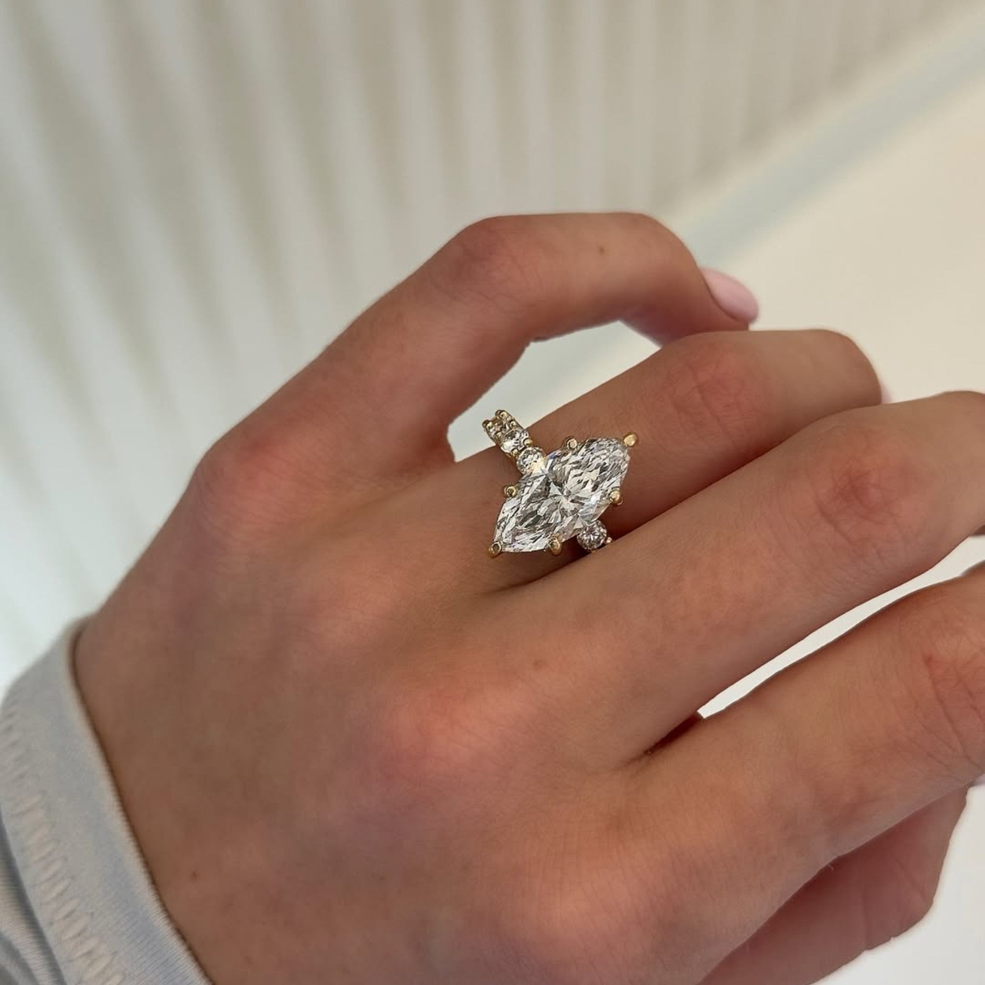 Hidden Halo Marquise Cut Lab Grown Engagement Ring  Wedding Ring Anniversary Rings For Women Promise Ring Gift For Her