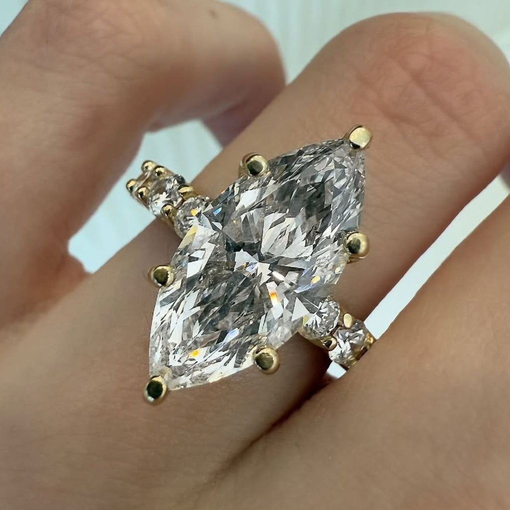 Hidden Halo Marquise Cut Lab Grown Engagement Ring  Wedding Ring Anniversary Rings For Women Promise Ring Gift For Her