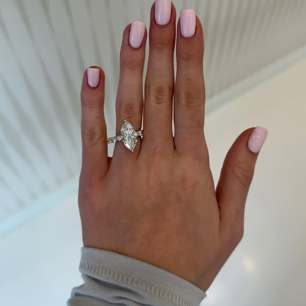 Hidden Halo Marquise Cut Lab Grown Engagement Ring  Wedding Ring Anniversary Rings For Women Promise Ring Gift For Her